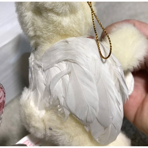 Russ Berrie Angel Bear Plush Ornament Holding Stocking Feather Wings 5" - Picture 7 of 7